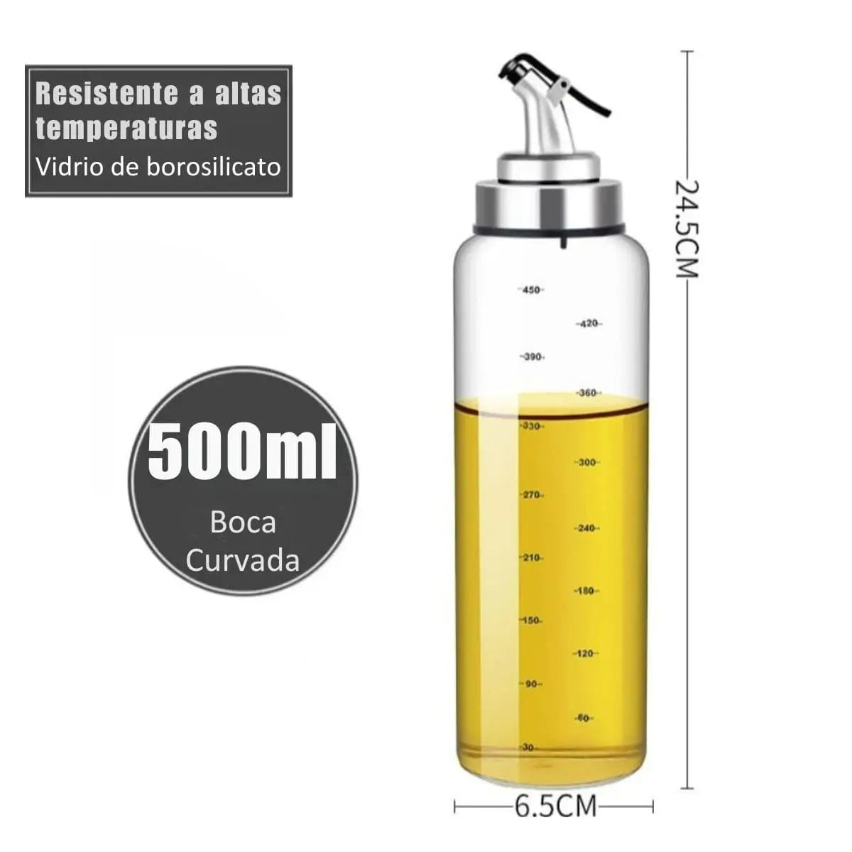 Medidas aceitero dispensador premium de 500 ml en la cocina