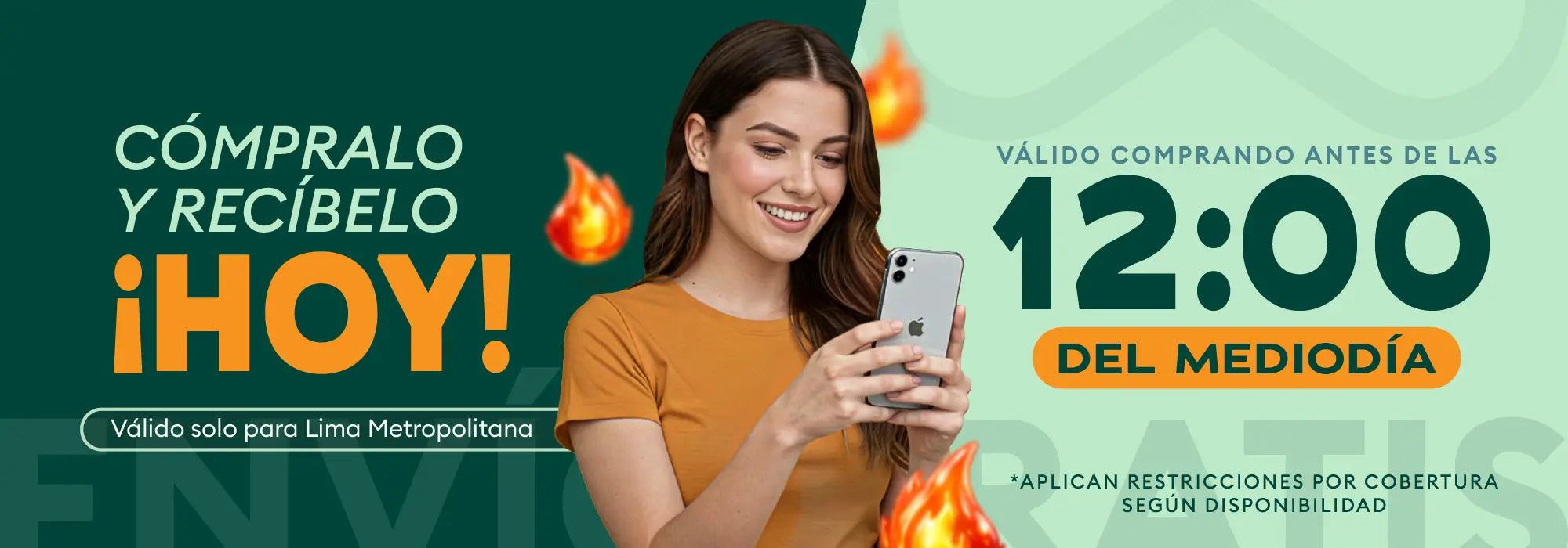 Banner promocional de envío el mismo día en Lima Metropolitana para compras antes del mediodía