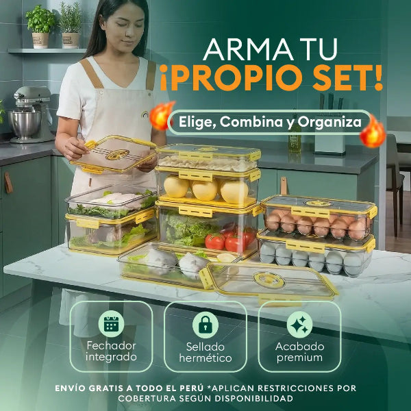 Banner móvil de contenedores herméticos para cocina y organización de alimentos