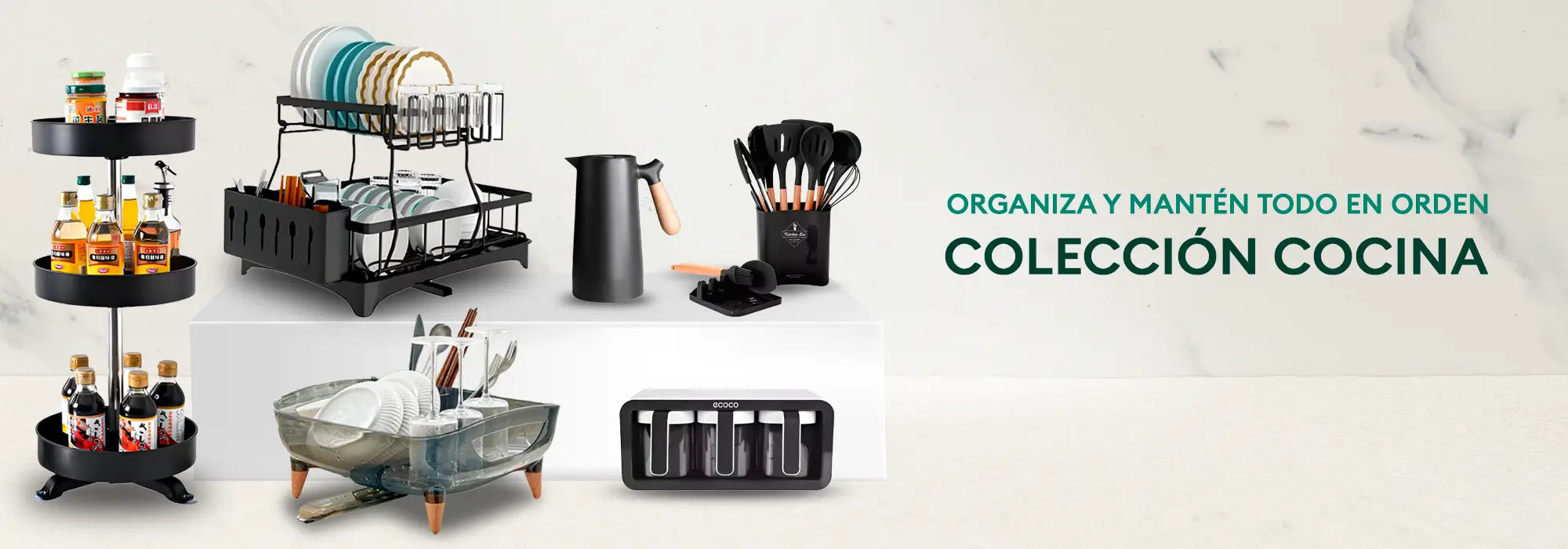 Colección de Cocina para Organización y Almacenamiento: Escurridores, dispensadores y más accesorios para mantener el orden en la cocina