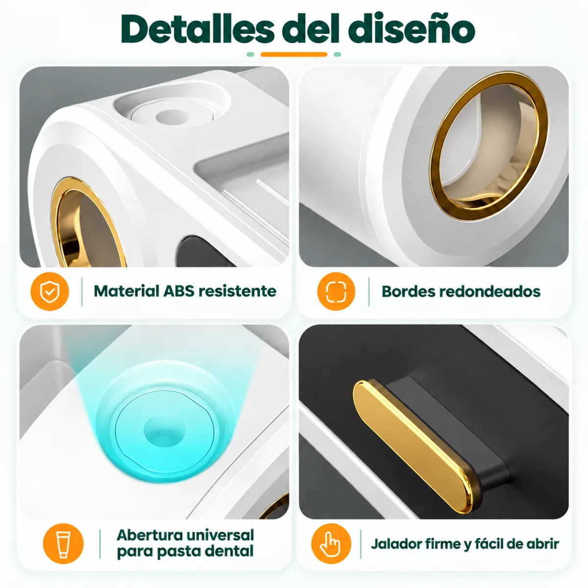 Organizador para cepillos de dientes con vasos colgantes, repisa superior y compartimentos de almacenamiento