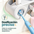 Organizador de baño con dispensador de pasta dental para aplicar la cantidad necesaria fácilmente