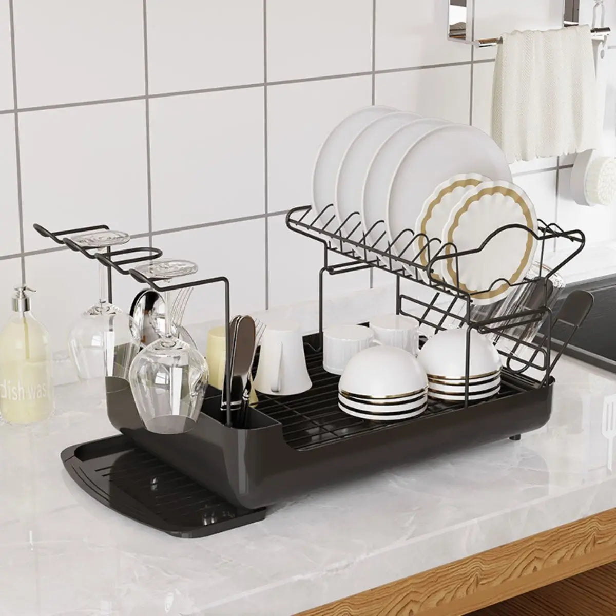 Escurridor de cocina de 2 niveles con soporte para copas modelo Pinpin