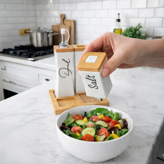 Set de Condimenteros y Dispensadores de 4 Piezas.