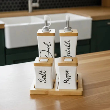 Set de Condimenteros y Dispensadores de 4 Piezas.