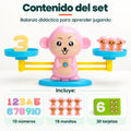 Set educativo de balanza con números, tarjetas y piezas para realizar actividades matemáticas