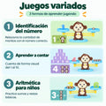 Juego matemático didáctico con diferentes actividades de suma, comparación y reconocimiento de números