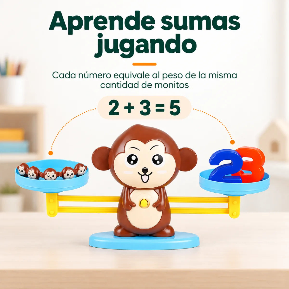 Balanza educativa infantil para practicar sumas y aprender números de forma divertida