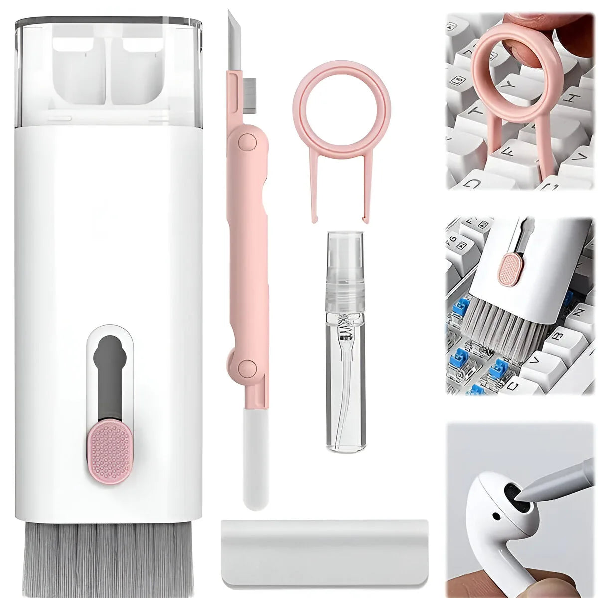 Kit de limpieza para dispositivos electrónicos con cepillos y herramientas para audífonos, teclado y pantallas