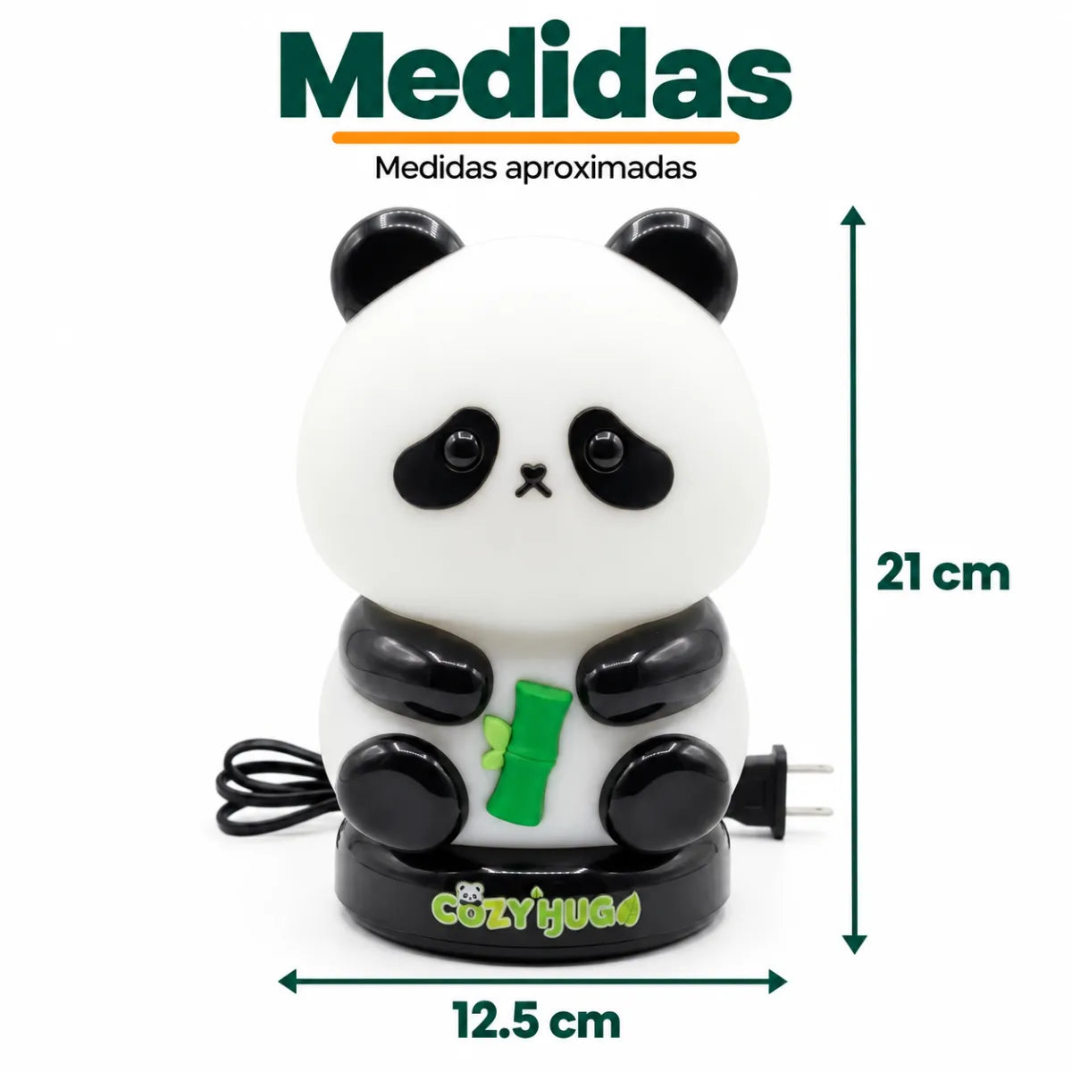 Lámpara decorativa de panda con luz LED de aproximadamente 28 cm de alto y 18.5 cm de ancho