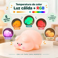 Lámpara de cerdito con diferentes opciones de iluminación LED y luz cálida para dormir