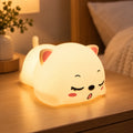 Lámpara nocturna de gatito con luz LED cálida y diseño de silicona para dormitorio infantil