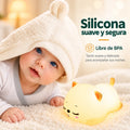 Lámpara de gatito fabricada en silicona suave y flexible con iluminación LED para niños