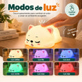 Lámpara nocturna de gatito con diferentes modos de luz LED y colores para ambientar el dormitorio
