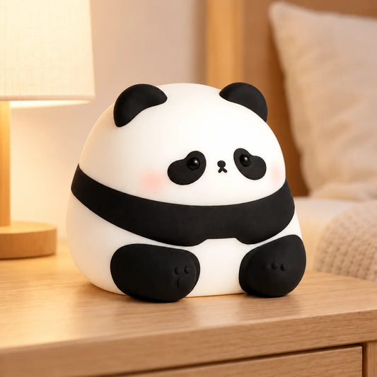 Lámpara nocturna de panda con luz cálida y diseño infantil para dormitorio