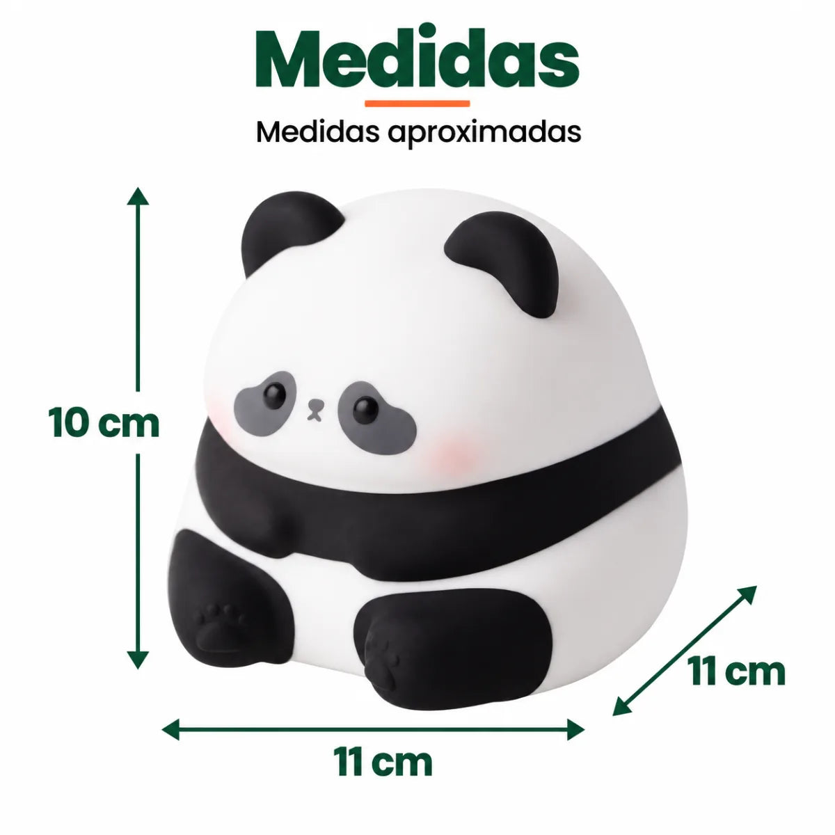 Lámpara nocturna de panda de 10 cm de alto, 11 cm de ancho y 11 cm de fondo