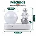 Medidas de la lámpara decorativa de astronauta con esfera LED y base compacta