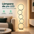 Lámpara de piso LED con cinco aros iluminados y diseño moderno para interiores