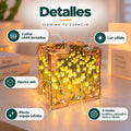 Lámpara de tulipanes con luces LED, cubo transparente y diseño floral decorativo