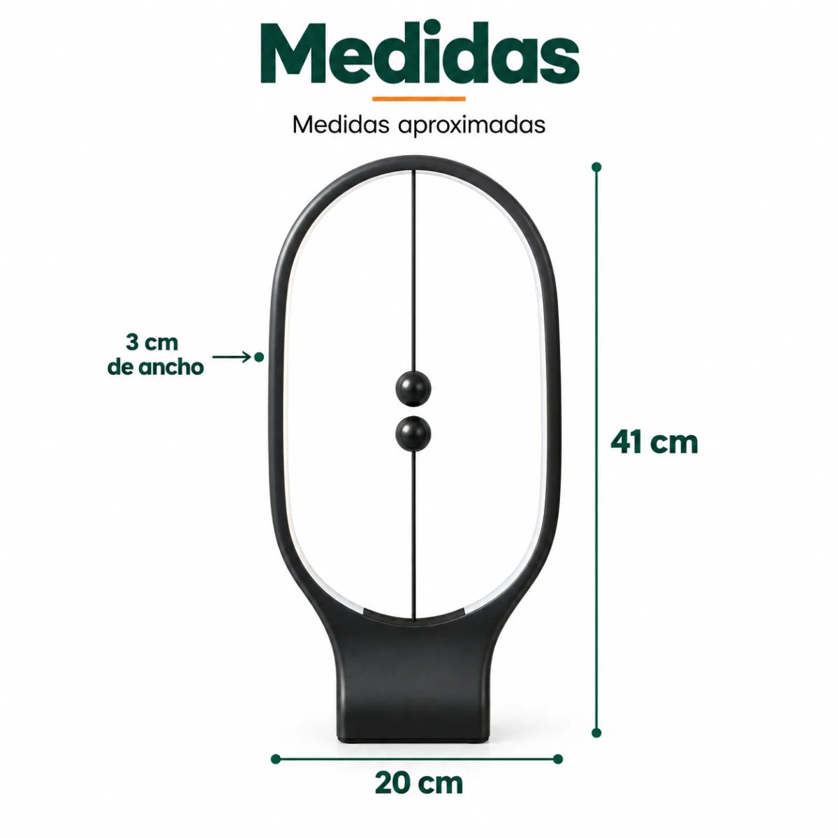 Lámpara LED magnética de mesa de aproximadamente 41 cm de alto y 20 cm de ancho