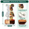 Medidas de la lámpara decorativa de oso con luz LED multicolor y base compacta
