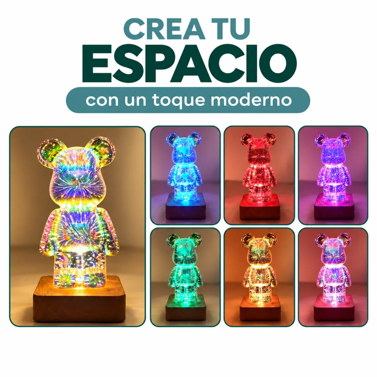 Lámpara decorativa de oso LED con diferentes colores de iluminación para personalizar el ambiente