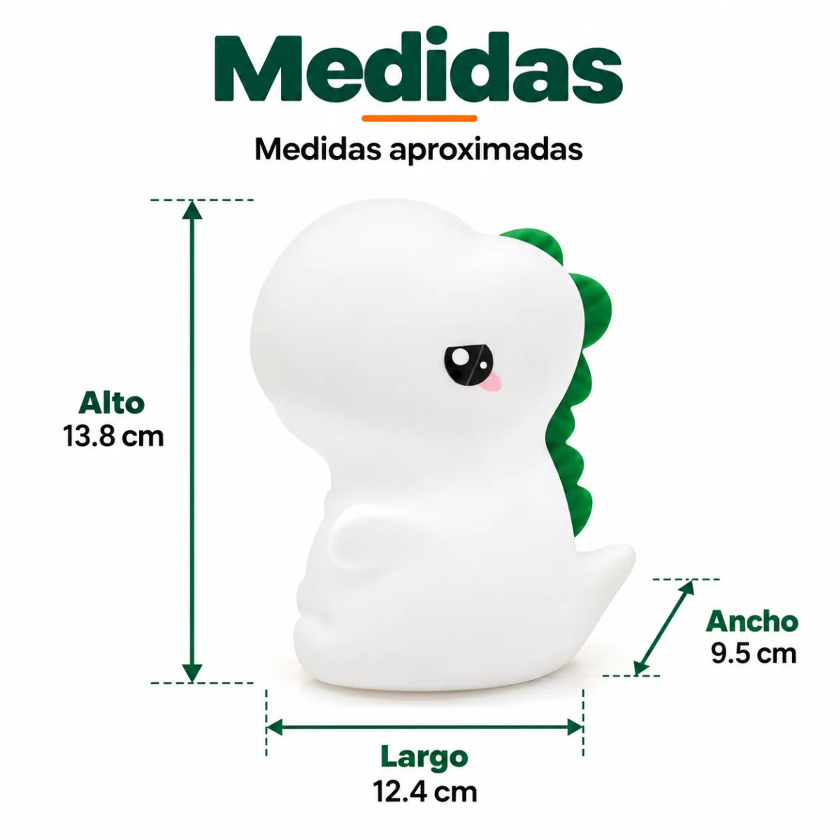 Medidas de la lámpara nocturna de dinosaurio con luz LED y diseño compacto