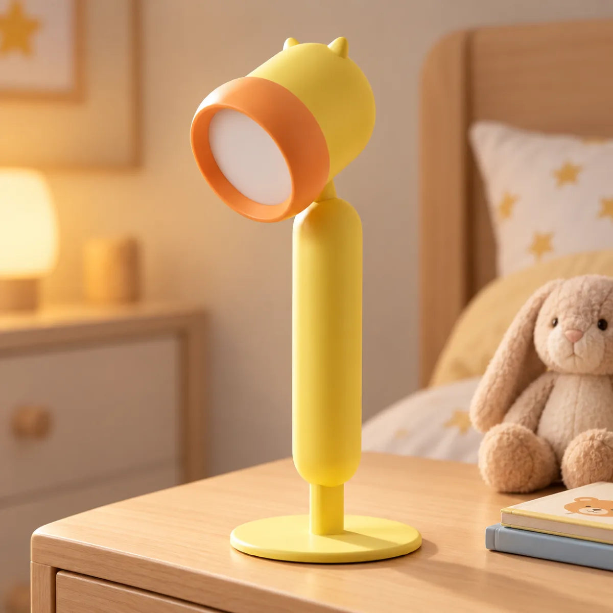 Lámpara infantil de escritorio con luz LED, diseño de jirafa y base estable color amarillo