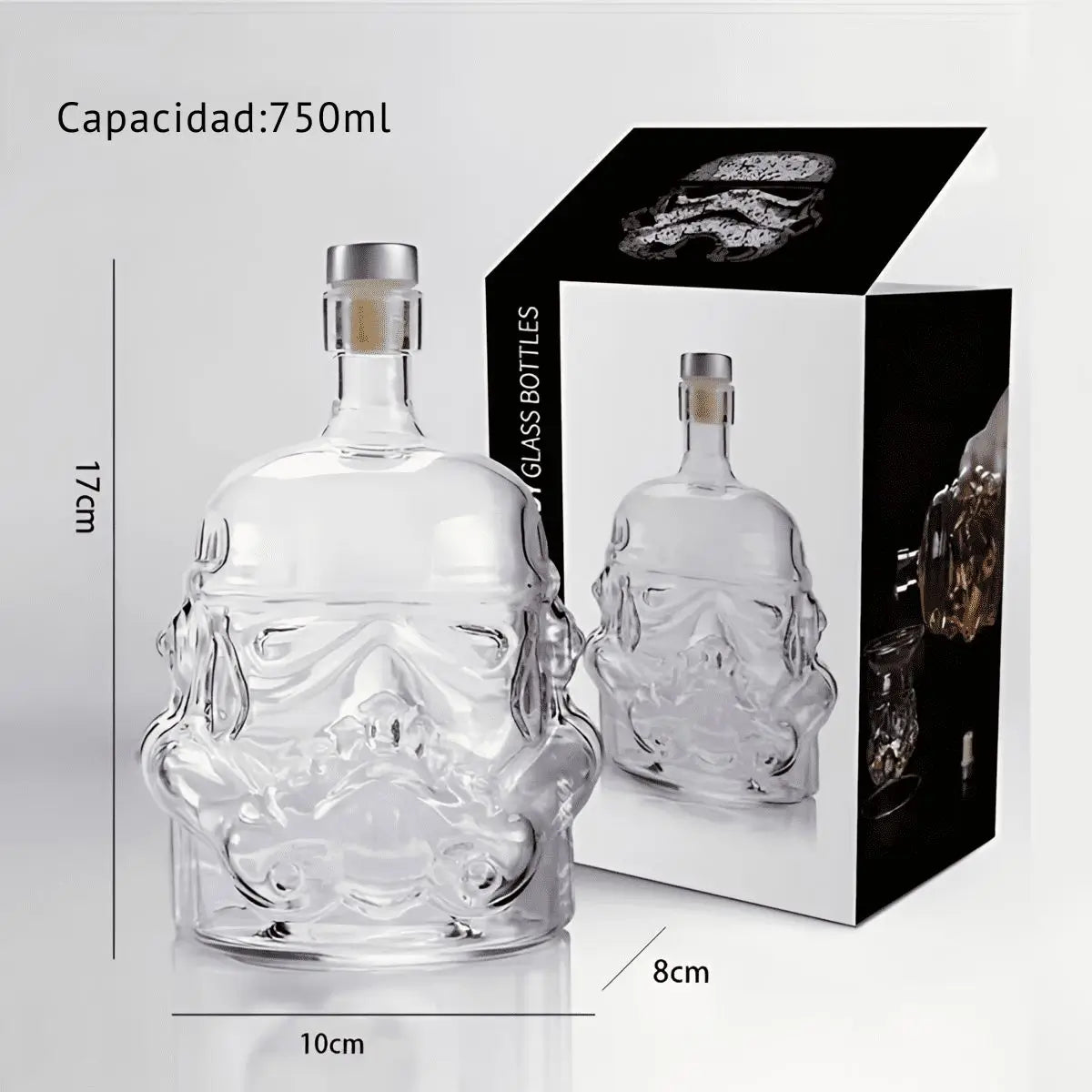 Medidas de la licorera de vidrio 750ML modelo Stormtrooper