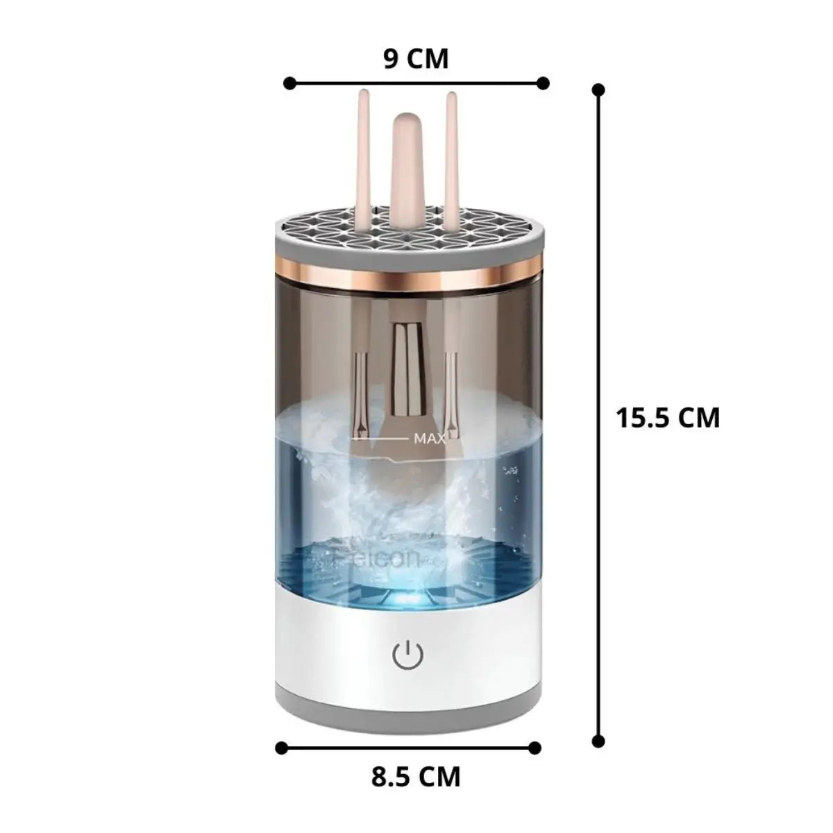 Medidas del limpia brochas eléctrico USB