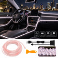 Iluminación decorativa para auto con luz LED azul instalada en tablero y puertas