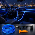 Tira LED para auto con conexión USB y luz ambiental azul para decorar el interior del vehículo