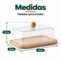 Medidas de la mantequillera con tapa transparente y base de bambú