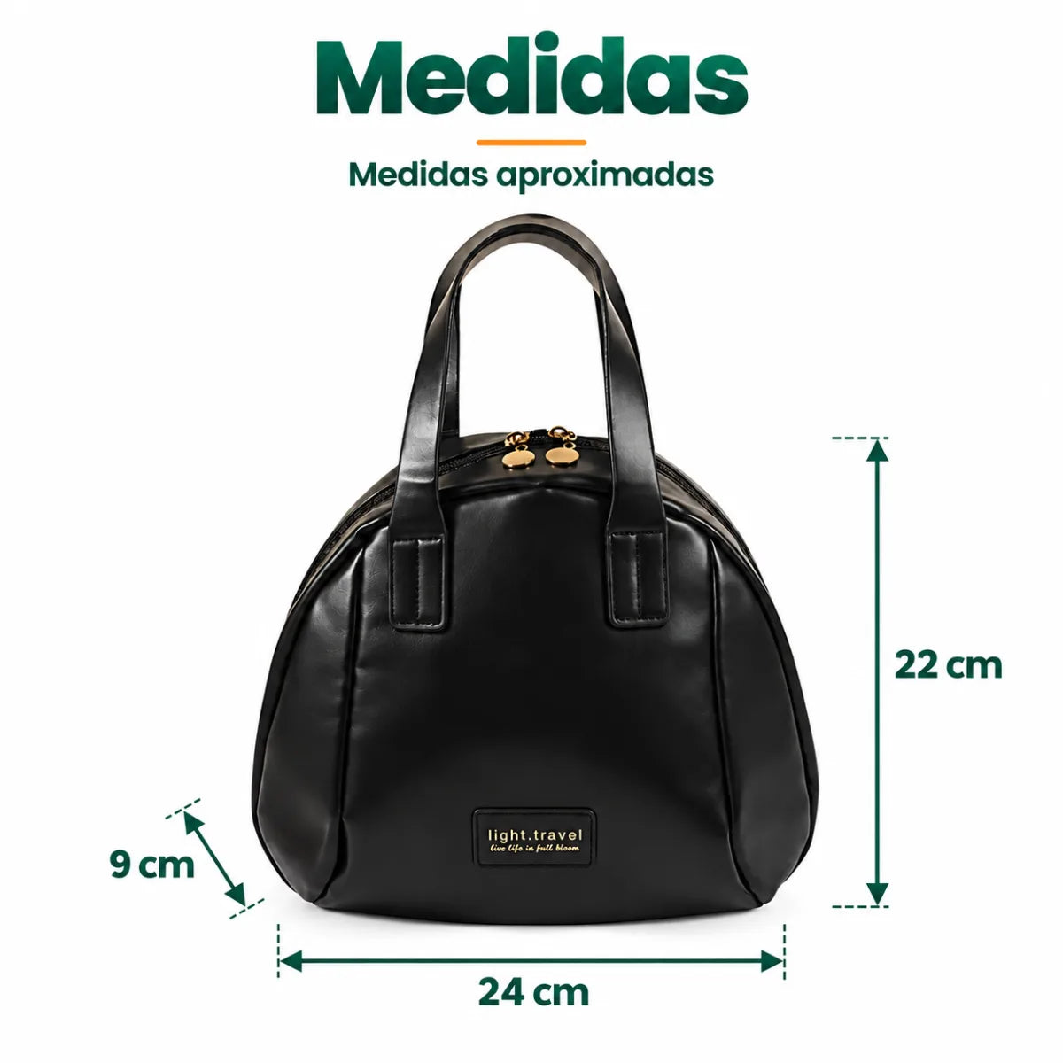 Neceser organizador de maquillaje de aproximadamente 24 cm de ancho y 22cm de alto