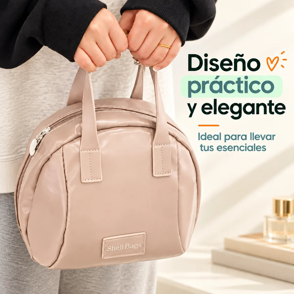 Neceser de maquillaje con diseño práctico y elegante para uso diario o viajes