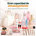 Organizador de maquillaje con compartimentos para cosméticos, brochas y accesorios de belleza
