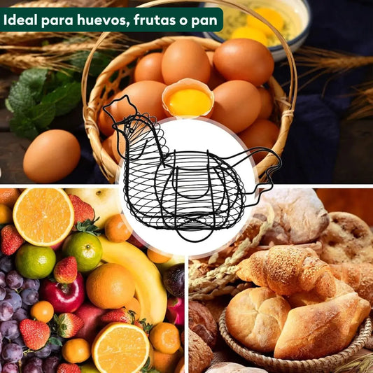 Organizador modelo gallina en encimera de cocina