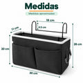 Medidas del organizador lateral de cama con múltiples bolsillos y diseño compacto