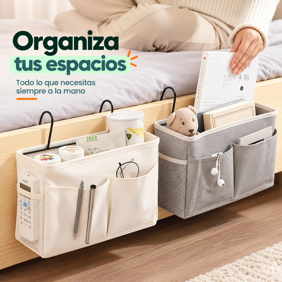 Organizador colgante con bolsillos para usar en cama, sofá y otros espacios del hogar