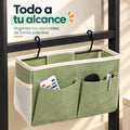 Bolsillero lateral para cama con espacio para libros, teléfono, audífonos y pequeños accesorios