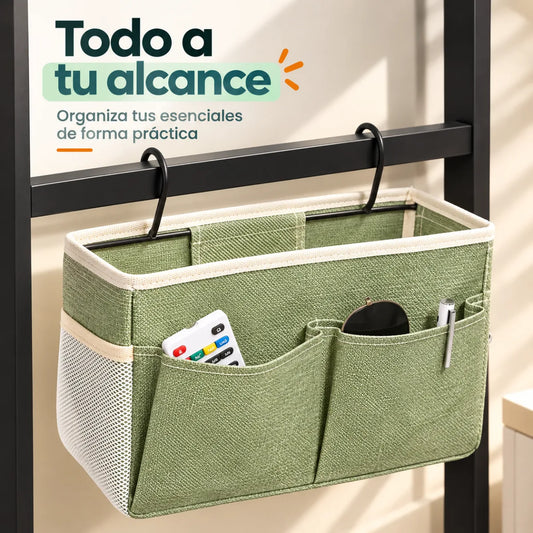 Bolsillero lateral para cama con espacio para libros, teléfono, audífonos y pequeños accesorios