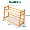Medidas del estante organizador de bambú de 3 niveles con diseño compacto para cocina
