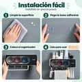 Organizador de baño de pared con instalación adhesiva fácil y sin perforar