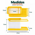 Medidas del organizador de fregadero con porta esponja, soporte para detergente y barra para paños