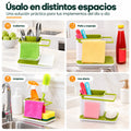 Organizador de limpieza con compartimentos para detergente, esponjas, cepillos y paños