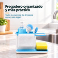 Organizador de fregadero con porta esponja y espacio para guardar accesorios de limpieza
