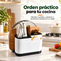 Organizador de cocina con soporte para cuchillos, cubiertos y tabla de picar