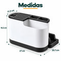 Medidas del organizador de cuchillos y utensilios de cocina con compartimentos y base compacta