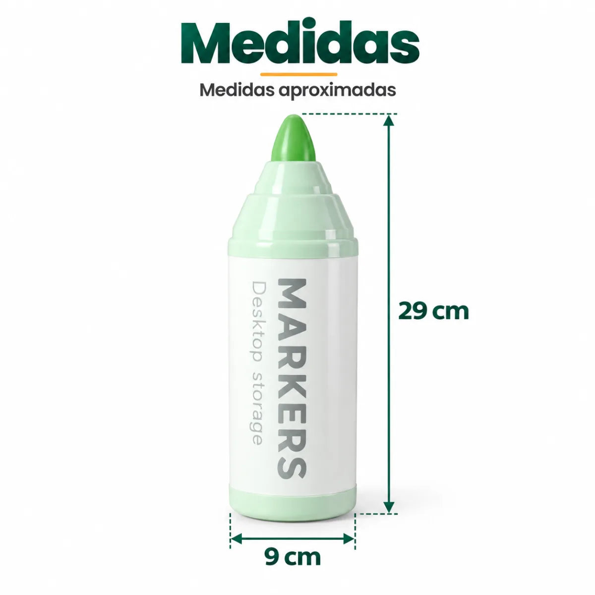 Porta plumones con diseño de marcador de aproximadamente 29 cm de alto y 9 cm de ancho