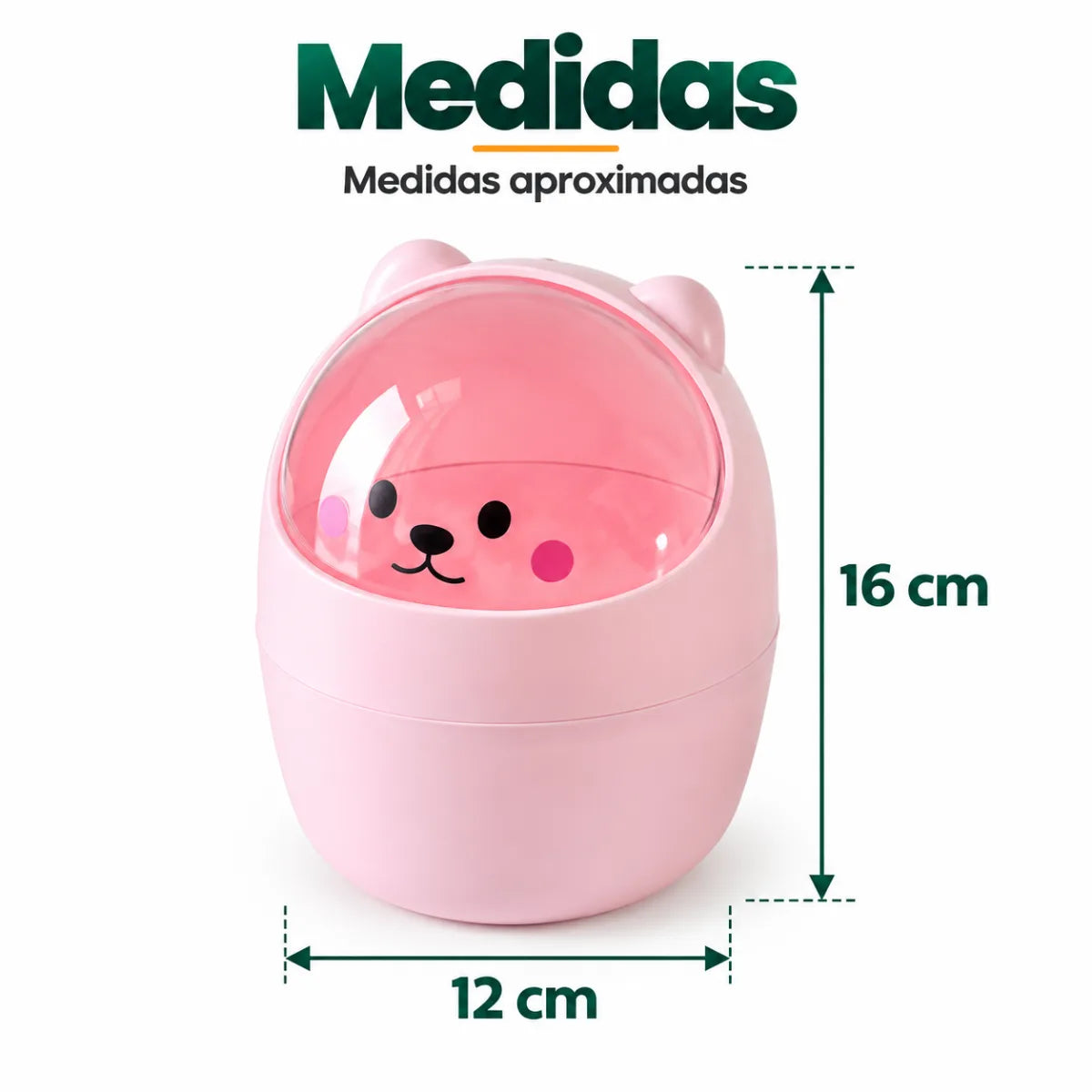 Mini tacho de escritorio de aproximadamente 16 cm de alto y 12 cm de ancho